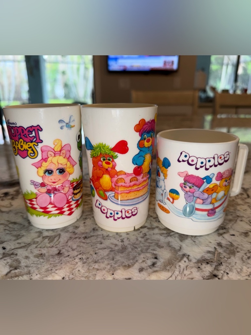 Vintage Popples & Muppet Babies Cup Set of 3